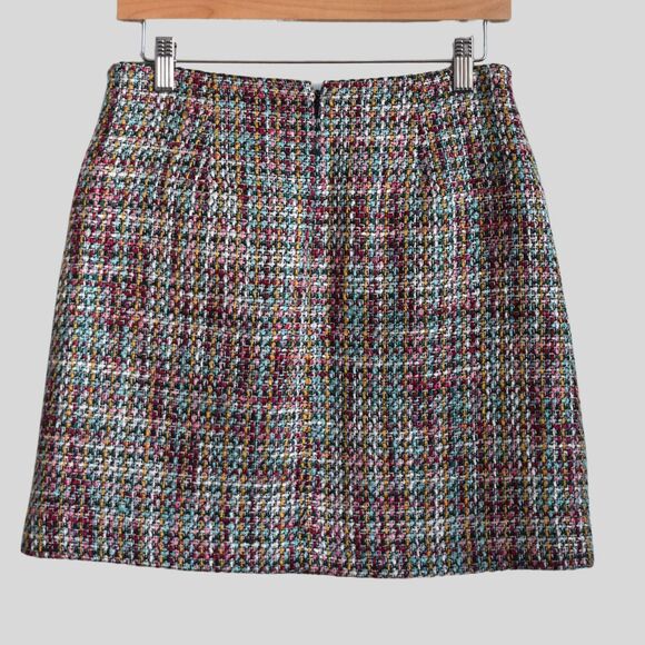 LOFT Rainbow Tweed Zipper Pocket Mini A Line Skirt Size 4P - Picture 2 of 7
